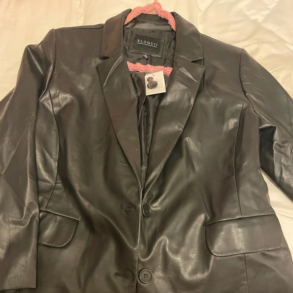 Faux leather blazer